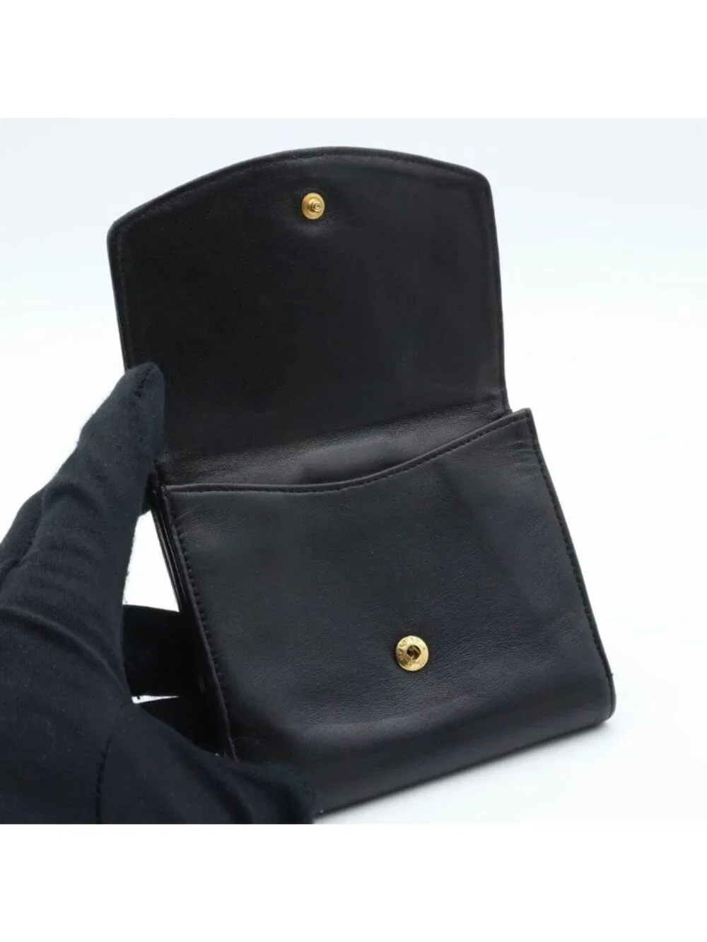 Chanel Jumbo CC Logo Hook Bifold Wallet Lambskin Black